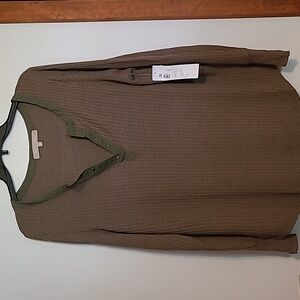 NWT Chloe & Jasmine olive green thermal Henry long sleeve shirt Sz 1X